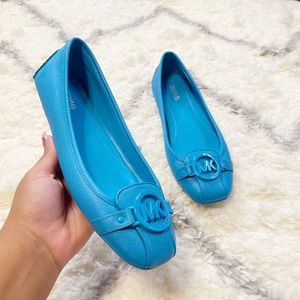 Michael Kors Flats Sky Blue Loafers Logo size 8.5 shoes